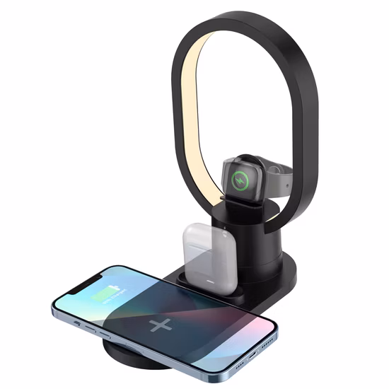 15W Mobile Phone Fast Wireless Charger with Touch Control LED Night Light Desk Ring Lamp