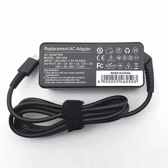 OEM High Quality USB Type C Laptop Charger Adapter 45W 20V 2.25A for Lenovo Chromebook Notebook