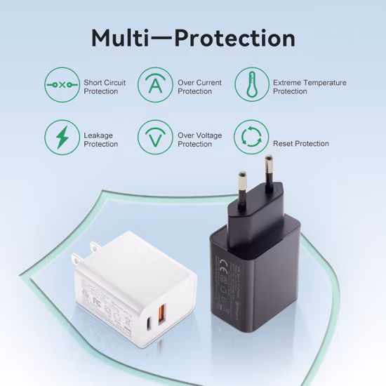 Pd18W QC3.0 USB Fast Type C Charger Universal Input 5V 3A/9V 2A/12V 1.5A EU UL CE FCC SAA RoHS Ukca for Tablet/Mobile Phone/ LED/CCTV/Headset/Wireless Charging
