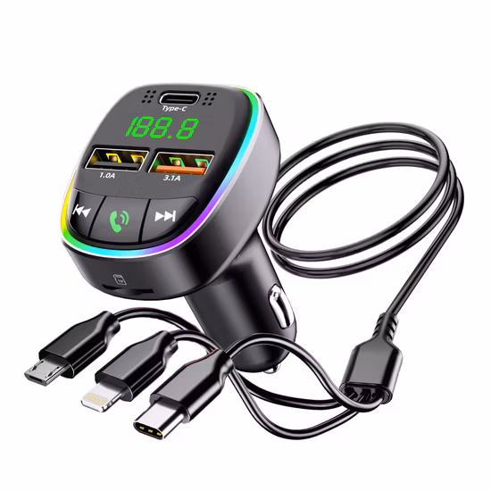 A615 FM Transmitter Bluetooth Handsfree Car Kit Audio MP3 Player 2 USB + 1 TF Car Charger